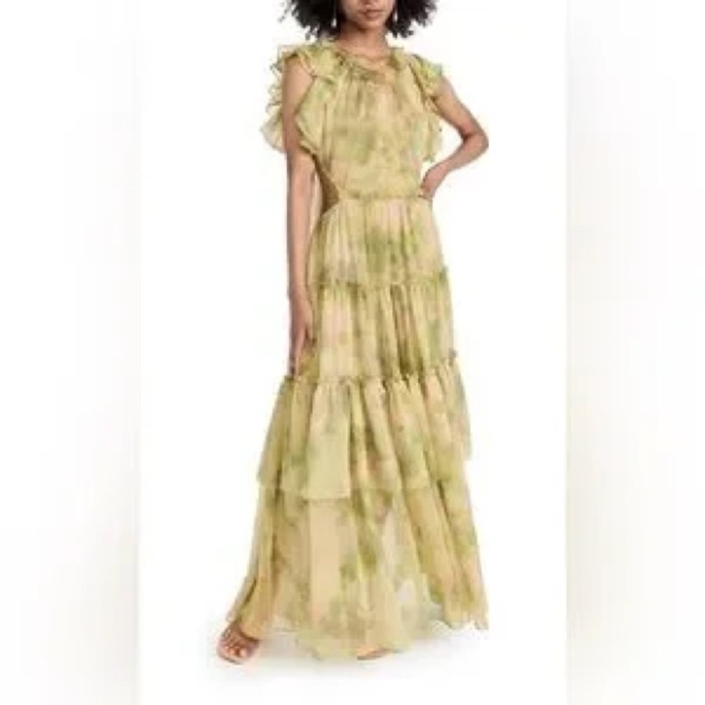MISA Los Angeles Lana Dress in Chartreuse Abstract - Picture 8 of 9